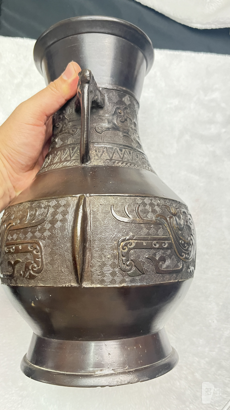 铜错金凤鸟纹双耳瓶 - 图3
